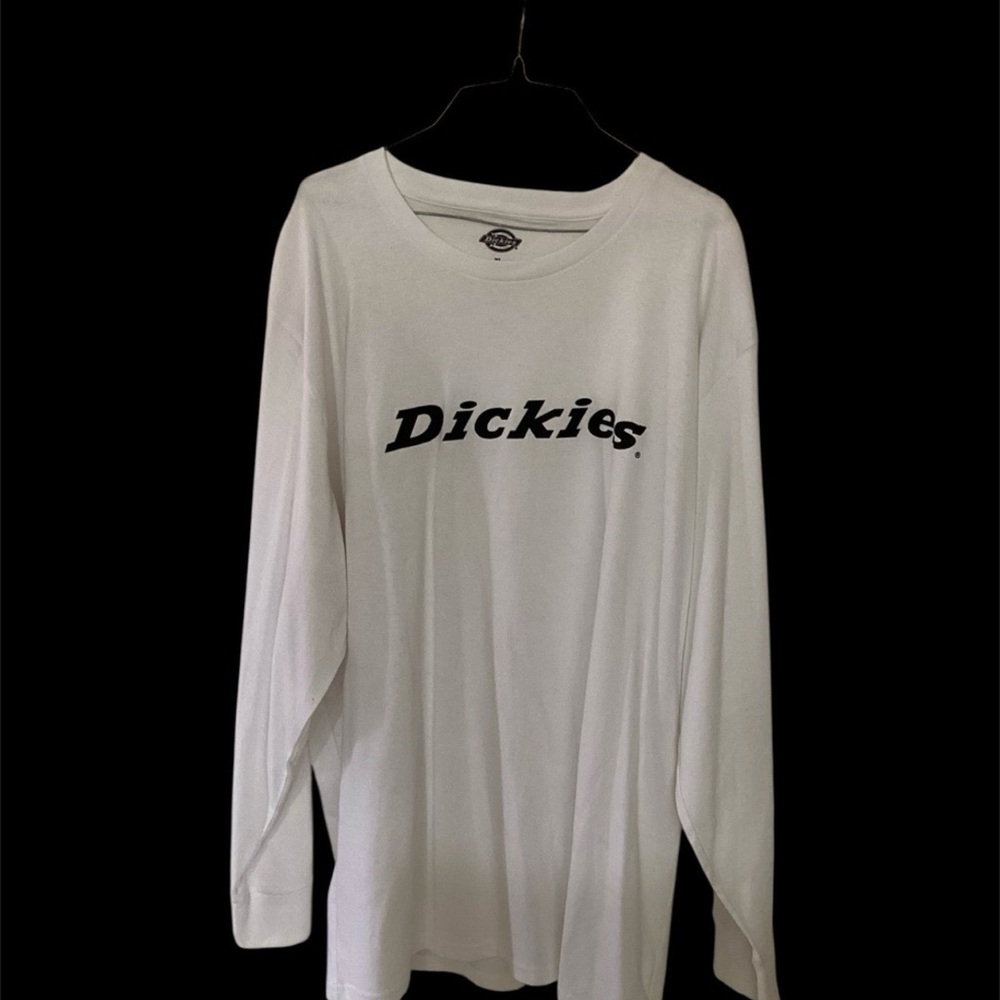 Dickies White Long Sleeve Tee with Black Logo
